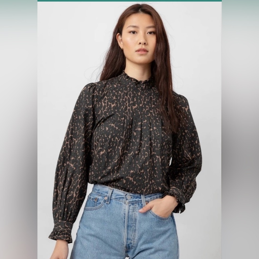 Rails Ariana Top In Savannah Poplin Pleated Front Size Medium